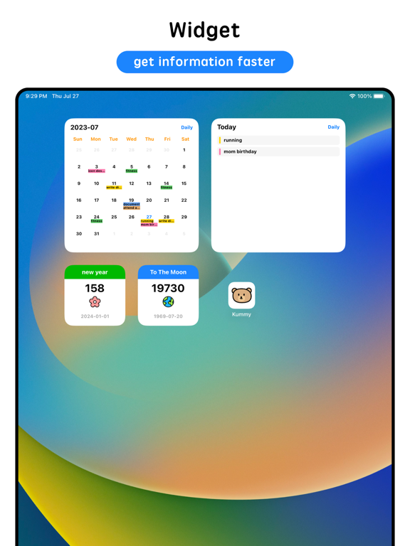 Kummy - Planner & Calendar iPad screenshot 3 - Productivity app