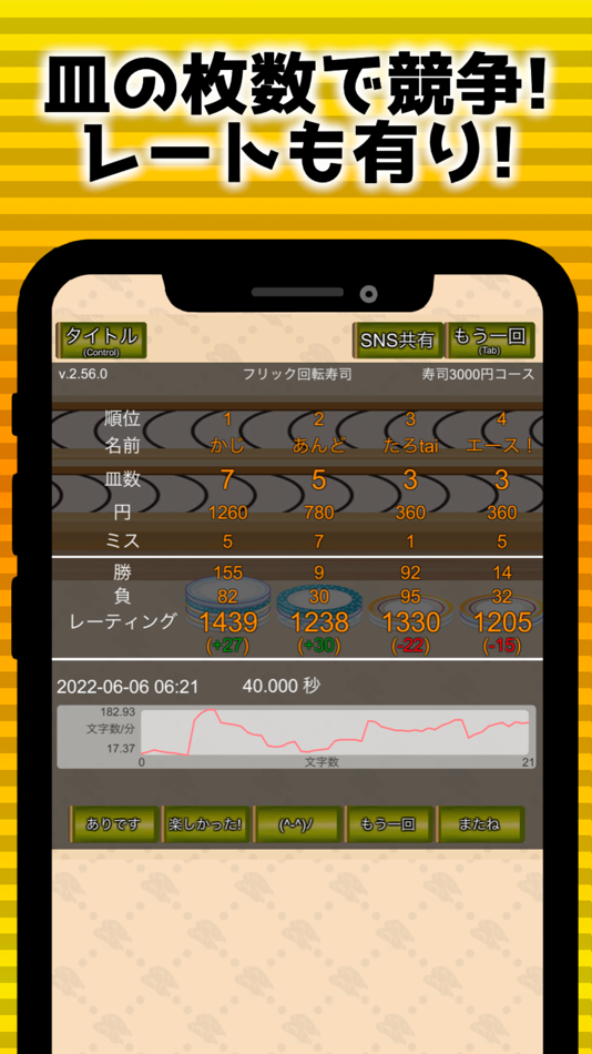 #5. Flick battle sushi typing (iOS) 由: M kajimura