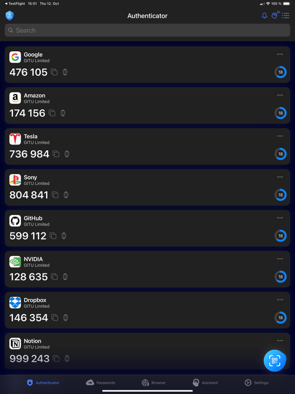 Authenticator App ¹ iPad screenshot 2 - Utilities app