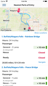 CBP Border Wait Times screenshot