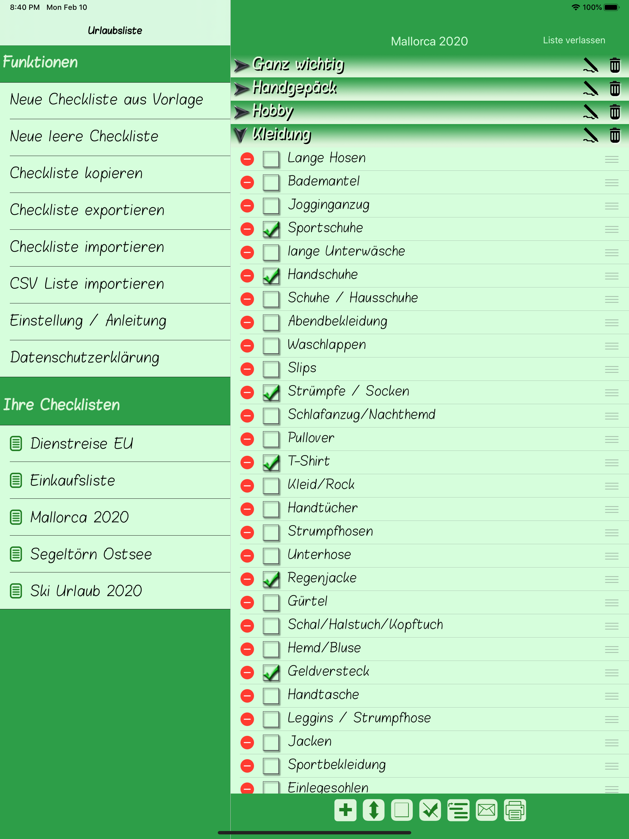Urlaubsliste
