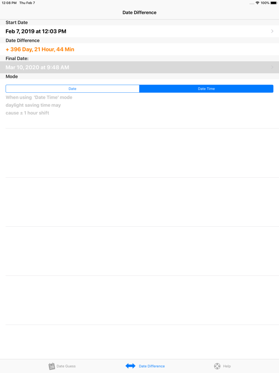 Date T Calc iPad screenshot