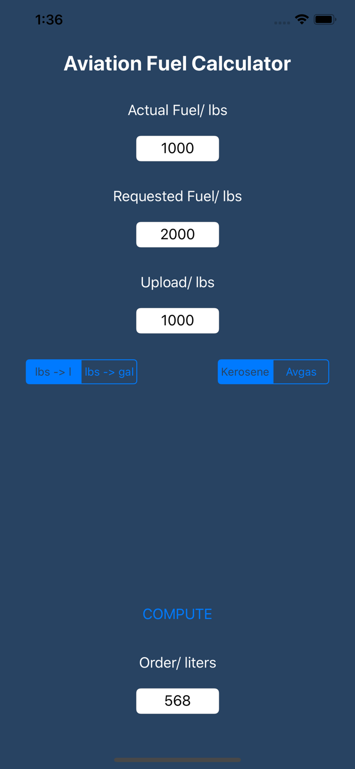 Aviation Fuel Calculator