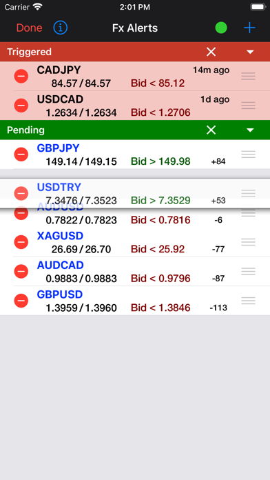 Forex Price Alerts Screenshot