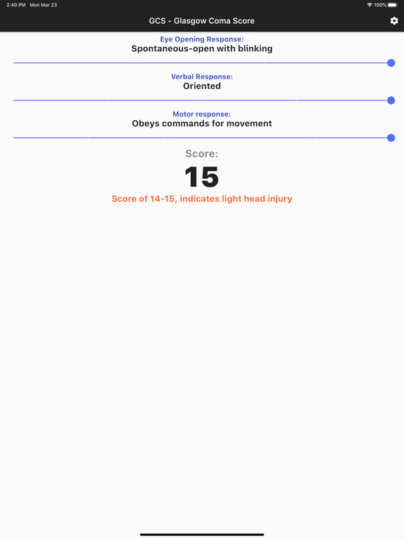 Screenshot #4 pour GCS Glasgow Coma Score