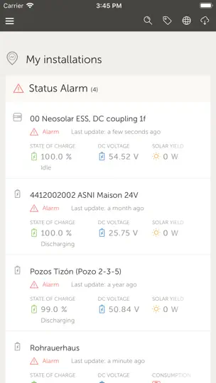 Captura de pantalla de VRM: Victron Remote Management en iPhone 1