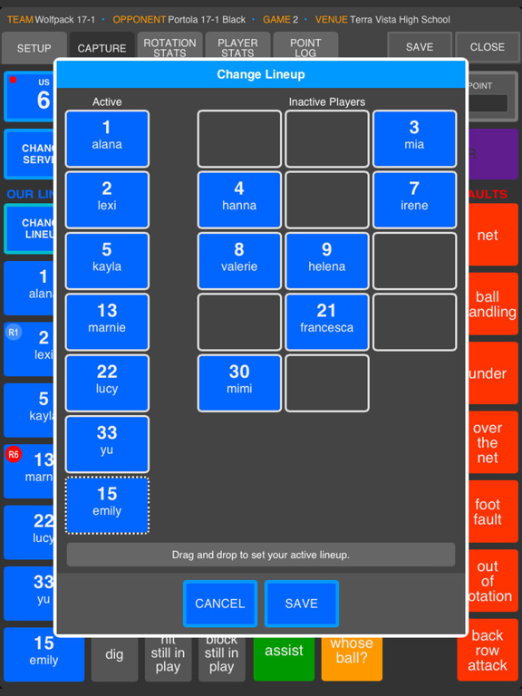 Screenshot #6 pour SoloStats 123 Volleyball Stats