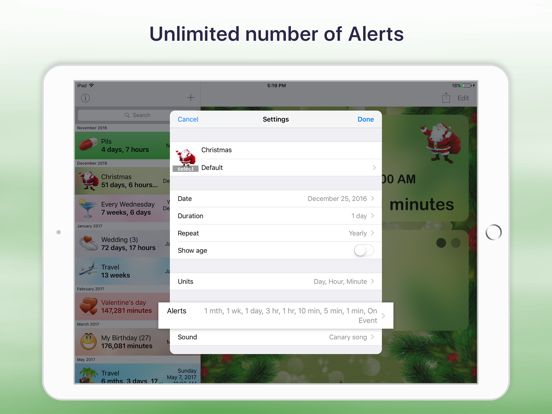 Reminder & Countdown Pro iPad app afbeelding 4