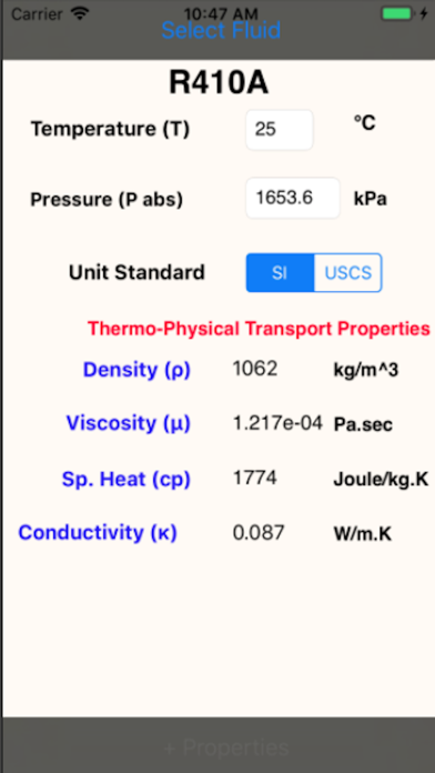 Thermo Physical Prop Screenshot