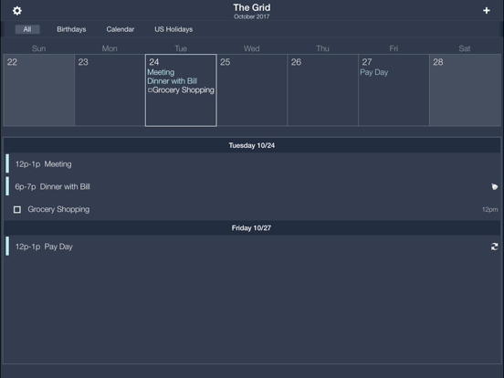 The Grid - Calendar iPad screenshot 2 - Productivity app