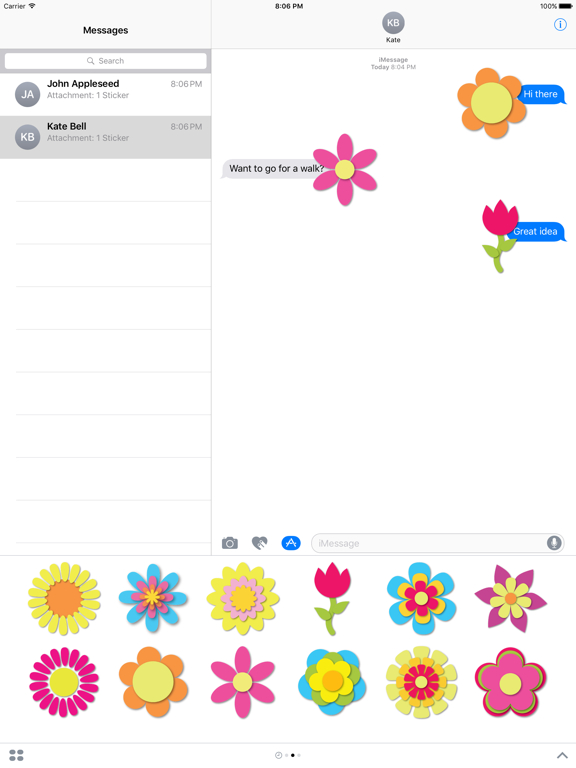 Retro Flower Stickies iPad screenshot 1 - Stickers app