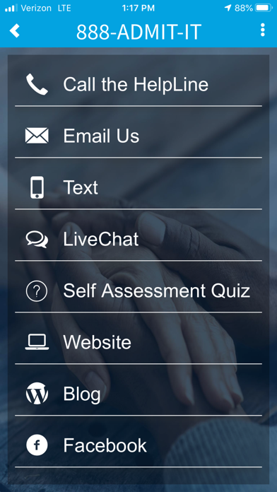 888-ADMIT-IT app screenshot