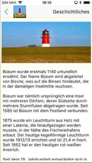 Screenshot von Büsum Urlaubs App auf dem iPhone 2