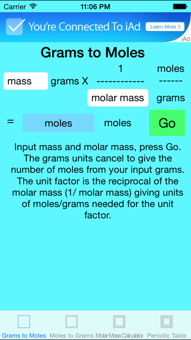 Screenshot #1 pour Grams to Moles Chemistry