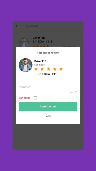 Taxi Advanced Client Screenshot