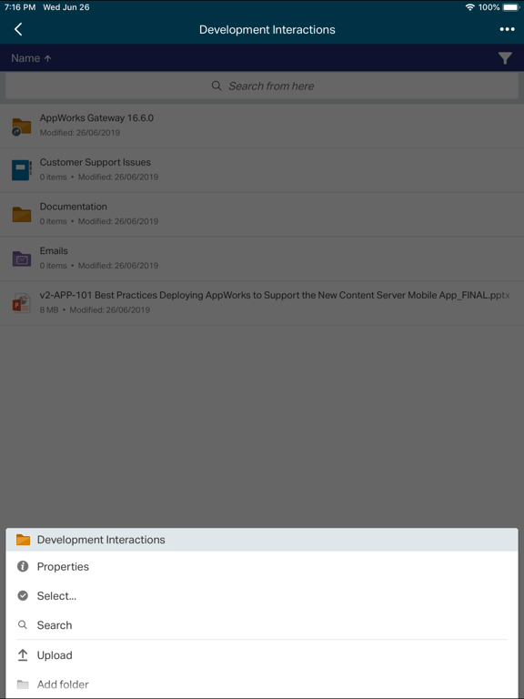 Content Management Mobile iPad screenshot