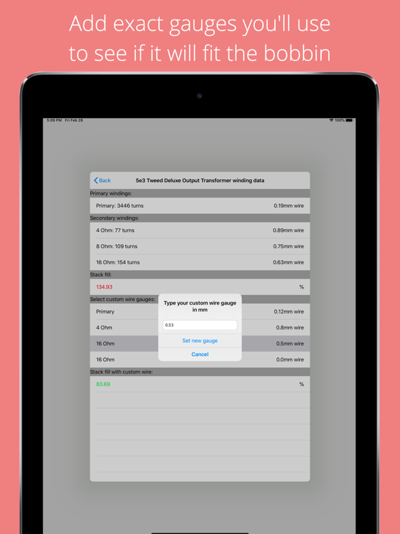 Audio Transformer Calculator iPad screenshot