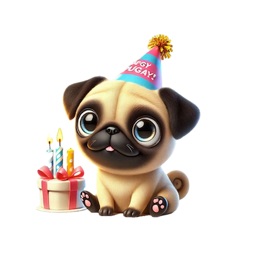 Birthday Pug Stickers