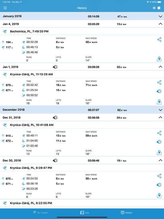 EXA Ski Tracker iPad screenshot