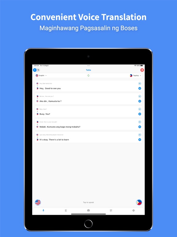 Tagalog, Filipino Translator + iPad screenshot 2 - Productivity app