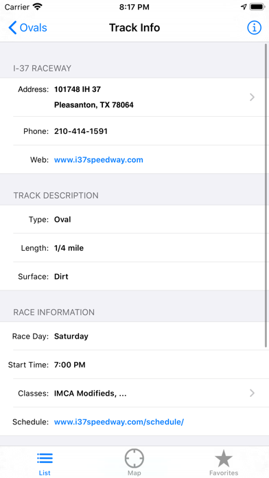 Texas Race Tracks iPhone screenshot 5 - Sports app