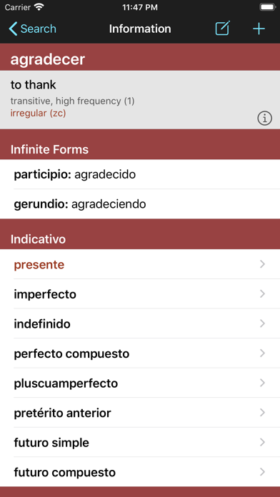 VerbForms Español Screenshot
