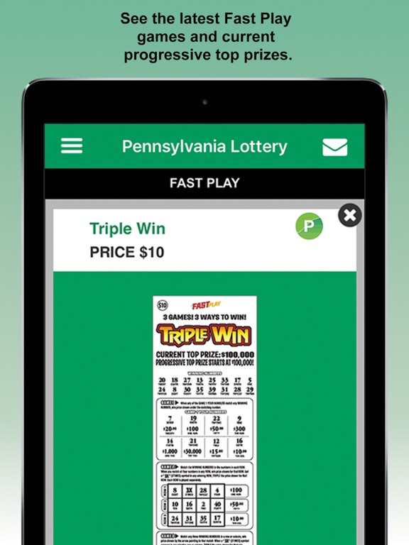 PA Lottery Official App iPad screenshot