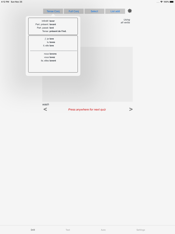 Screenshot #6 pour Verbes - French Verb Trainer