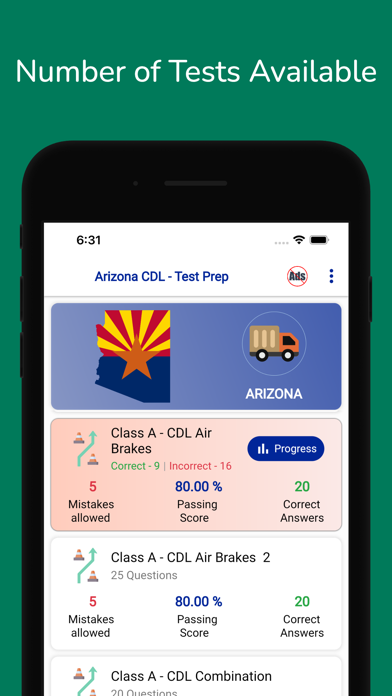 Arizona CDL Permit Practice Screenshot