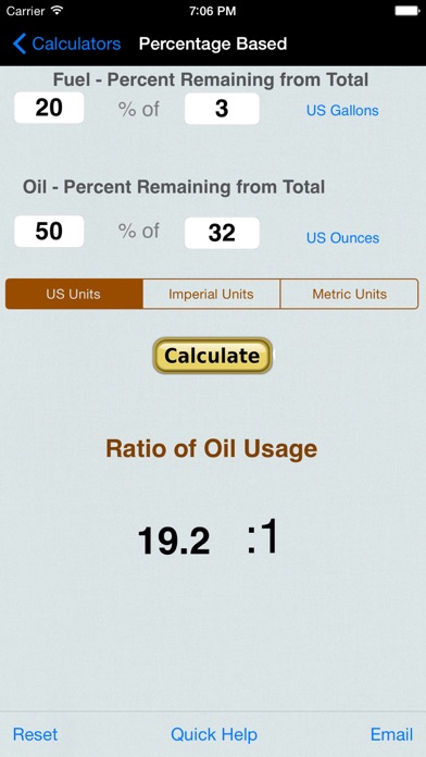 Gas Oil Mixture Ratio Screenshot