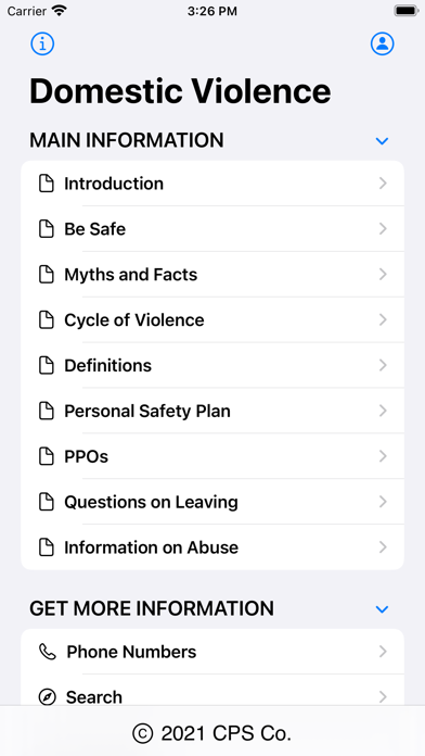 Domestic Violence Information Screenshot