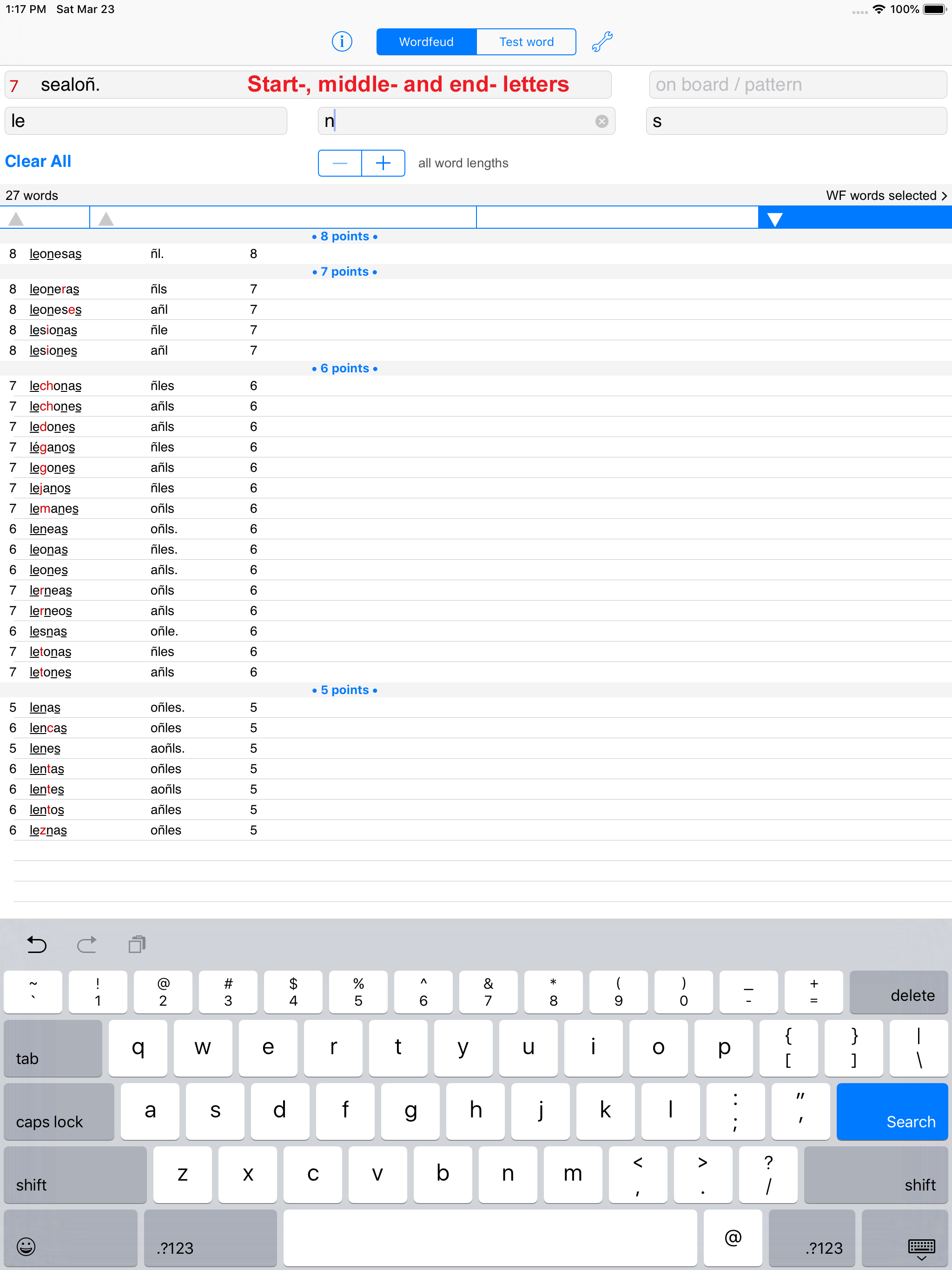 WordsFinder/WF Español screenshot 7