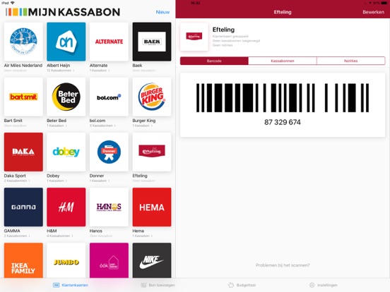 MijnKassabon iPad app afbeelding 1