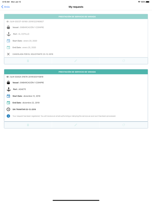 Screenshot #6 pour Solicitudes Puertos Canarios