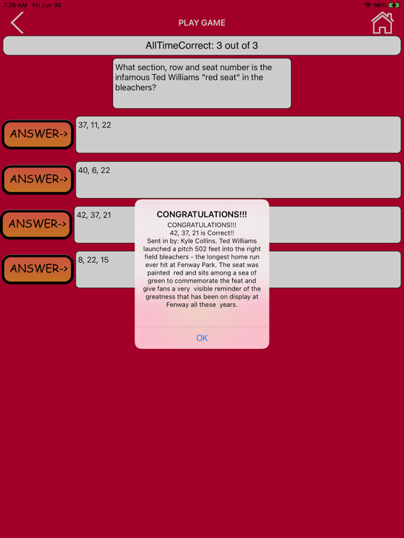 Screenshot #6 pour Trivia for Boston Red Sox Fans