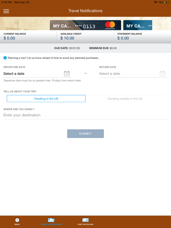 MTFCU Card iPad screenshot