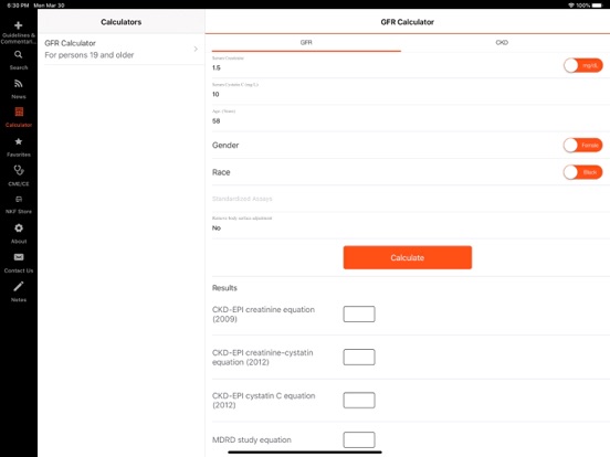 NKF KDOQI iPad screenshot