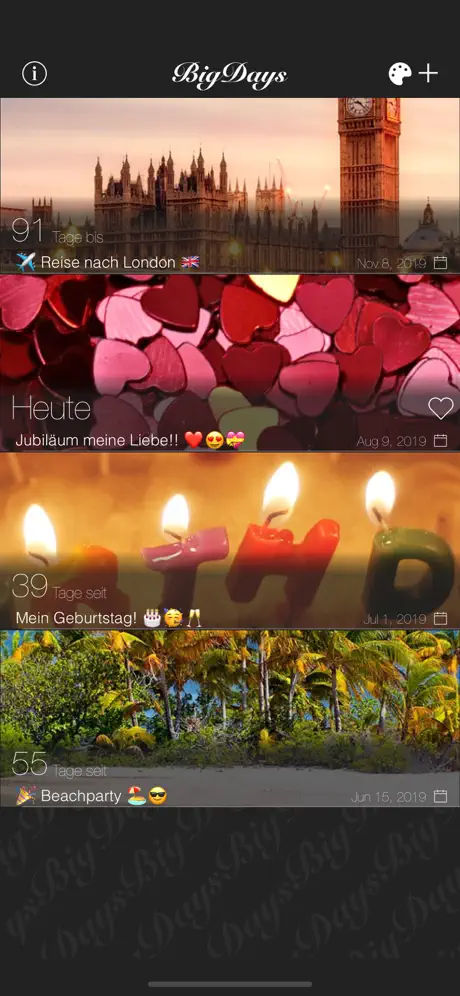 Big Days! Ereignisse Countdown