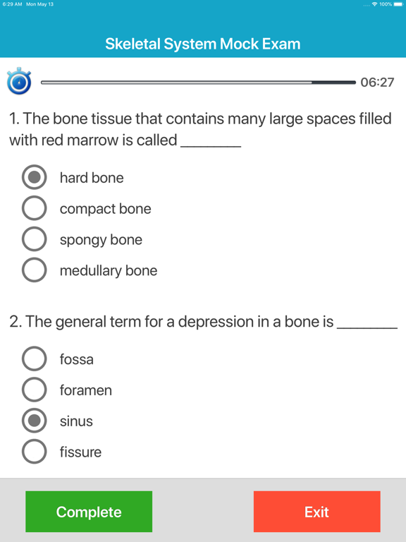 Skeletal System Quizzes iPad screenshot