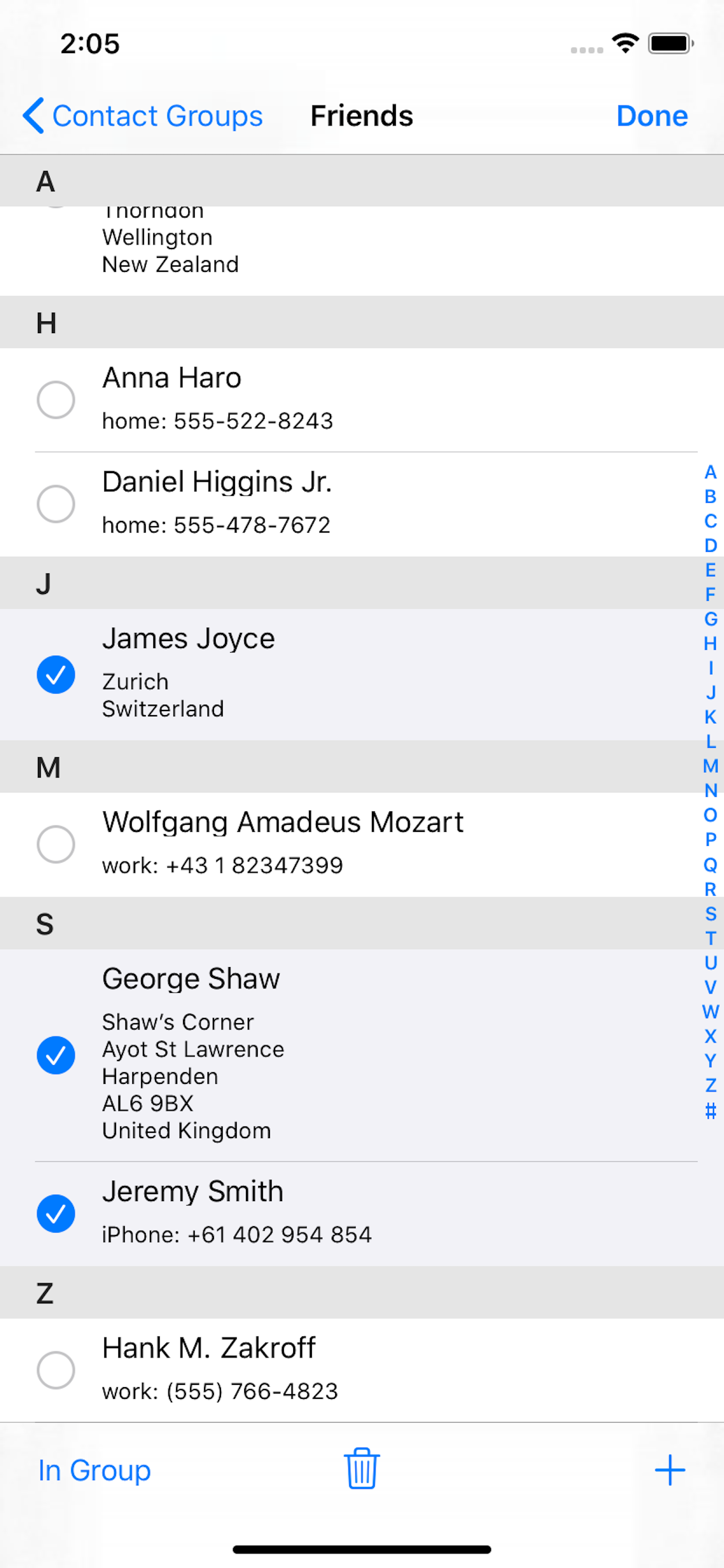 Contact Groups