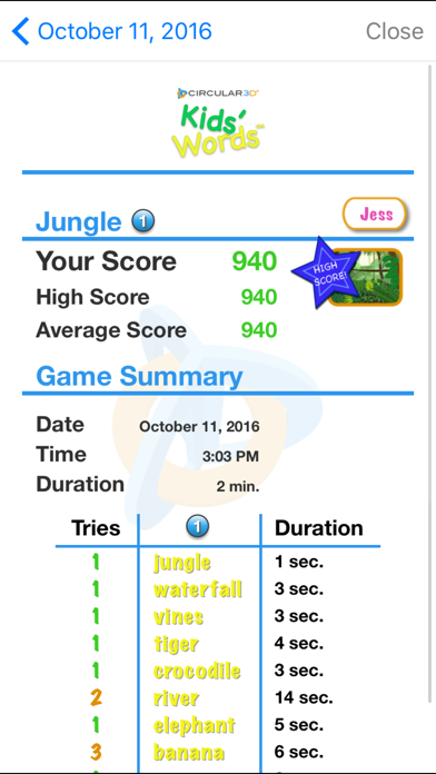 Kids' Words iPhone screenshot