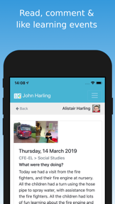 Learning Journals ParentZone screenshot