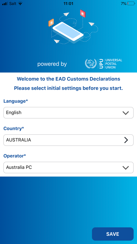 #1. EAD Customs Declarations (iOS) Podle: Universal Postal Union