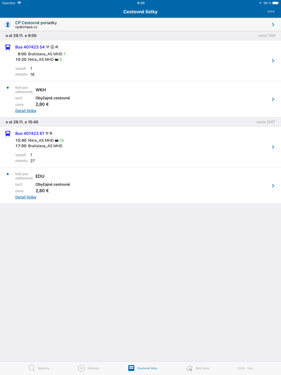 Cestovné poriadky CP iPad screenshot 5 - Travel app