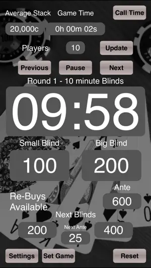 Poker Blinds Timekeeper screenshot 1