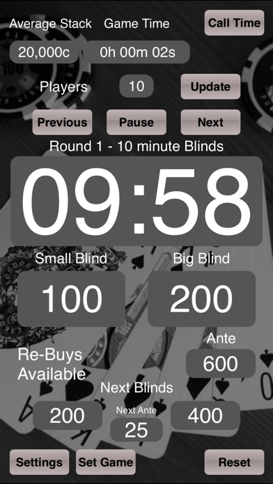 Poker Blinds Timekeeper Screenshot