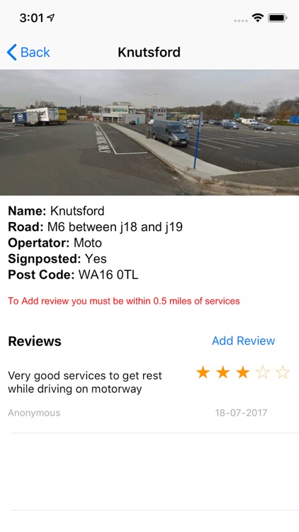 UK Motorway Services Alert