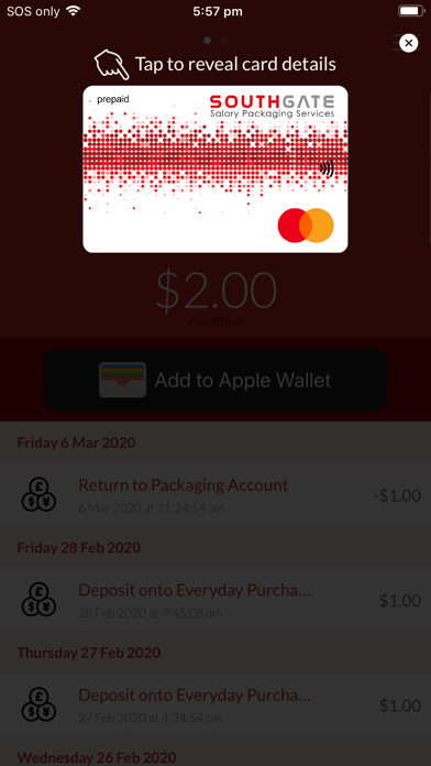 Southgate Wallet Screenshot