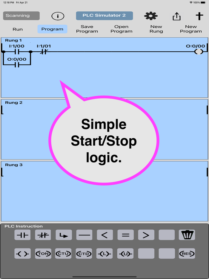 PLC Simulator 2, Ladder Logic