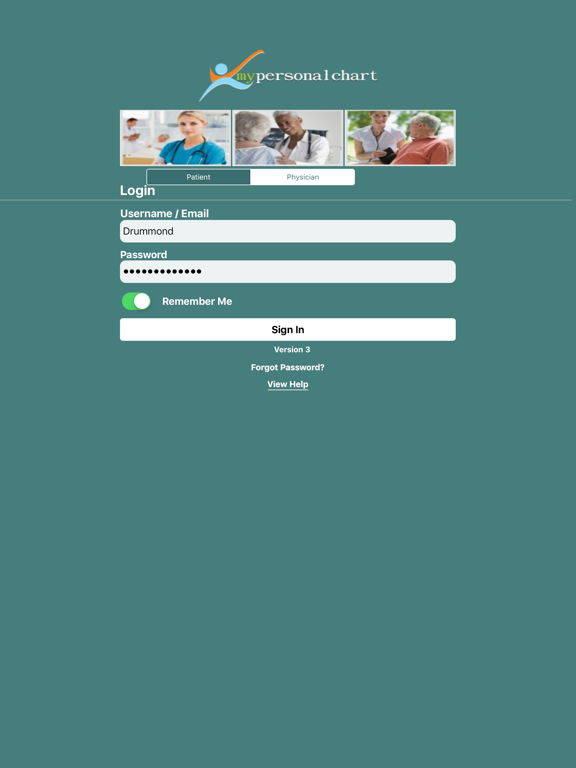 myPersonalChart iPad screenshot 1 - Medical app